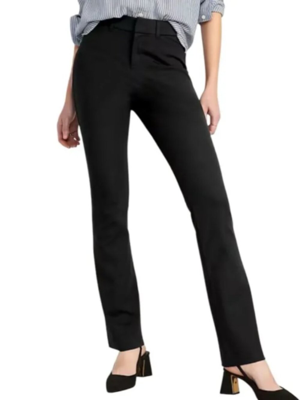 Old Navy Pixie Flare Dress Pants - Solid Black Work Trousers, Size 6